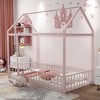 Twin Size Metal House Bed Frame with Fence - 2 of 4