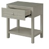 Vynxaria 23"H Taupe Nightstand - Glass Top (MDF + Tempered Glass), 1 Drawer (19"Wx12.75"Dx3.5"H), Hardwood Legs, 13" Shelf Space, 4" Floor Clearance - 2 of 4