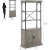 Tall Bookcase with Doors, Farmhouse Storage Open Rack Shelf with Cabinet and Metal Shelf for Home, Office - 2 of 4