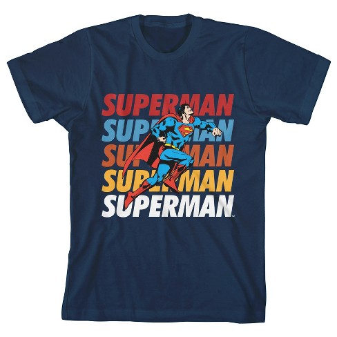 Uittrekken Open Intrekking Superman Colorful Text Youth Boy's Navy-blue T-shirt-large : Target