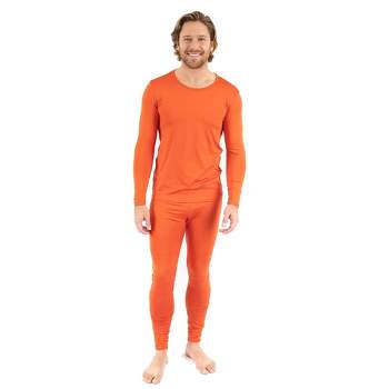 Leveret Mens Two Piece Classic Solid Color Thermal Pajamas
