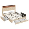VECELO Full/Queen Size Bed Frame, Upholstered Platform Bed with Headboard & Charging Station, Heavy Duty Metal Slats, Beige - 2 of 4