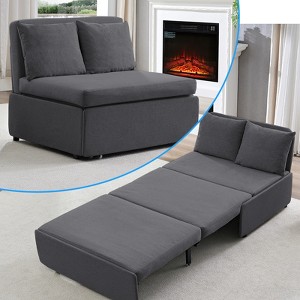 Mjkone Full/Queen Size Sofa Bed, 2 in 1 Convertible Linen Loveseat Sleeper Sofa Couch with Cushions - 1 of 4
