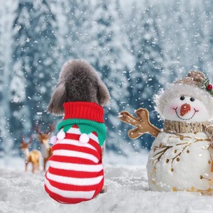 Pet Christmas Turtleneck Sweater Dog Cat Christmas Clothes Snowman Stripes Costume Winter Holiday Sweater for Small Medium Kitten Puppy Cats Dogs - 1 of 4