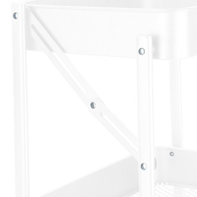 White 3-Tier Metal Folding Utility Rolling Storage Cart