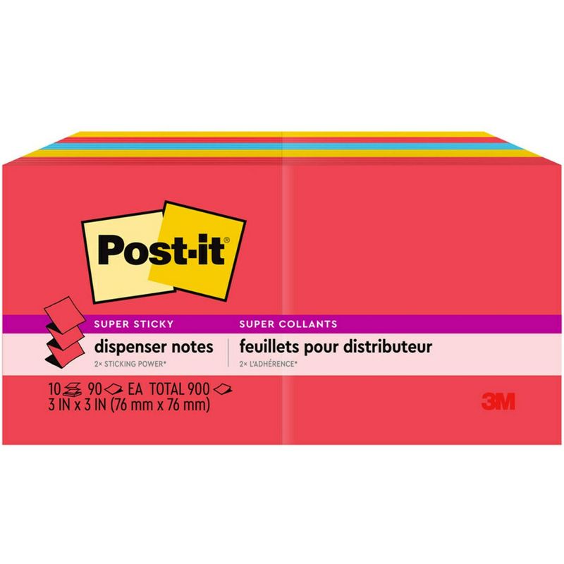 Post-it® Super Sticky Dispenser Pop-up Notes, 3 in x 3 in, Playful Primaries Collection, 10 Pads, 1 of 4