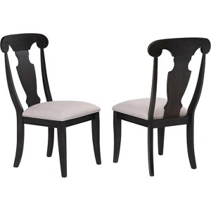 Kings Brand Furniture - Kearny Upholstered Black Wood Dining Room Side Chair - Set of 2 - 1 of 3