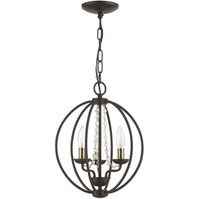 Arabella Bronze Antique Brass 3-Light Mini Crystal Chandelier