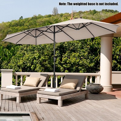 Beige 15FT Double-Sided Patio Umbrella with Metal Pole