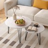 27.56'' Round Nesting Coffee Table Set of 2, Circular Nesting End Table Set,White - 3 of 4