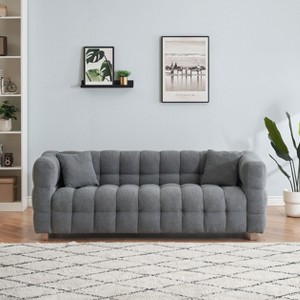 NicBex Couches for Living Room 80"Inch Modern Teddy Upholstered 3 Seater Sofa Couch with Sturdy Hardware Foot Support and 2 Throw Pillows - 1 of 4
