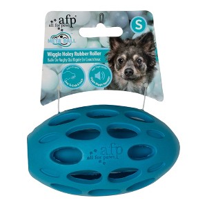 Allforpaws Wiggle Holey Rubber Roller Football Dog Toys with Giggle Wiggle Squeaker - 1 of 4