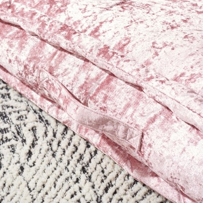 Belia Blush Pink 19" Square Tufted Velvet Floor Pillow