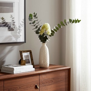 Sagebrook Home 12" Ceramic Vase - Contemporary Circle Design Ivory/Beige Vase For Floral Arrangements - Decorative Table Accent for Home or Office - 1 of 4