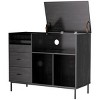 SEVOBAL Utility Storage Cabinets Record Player Stand with Adjustable Shelves and Storage for 350 Vinyls for Living Room, Black, 35.4"*15"*27.6" - 2 of 4