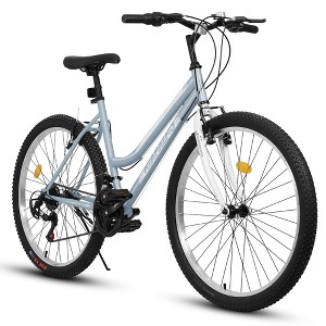 Okak 24/26IN Mountain Bike with Carbon Steel Frame, Adult Bike with 21-Speed System and Dual V-Brake, Kids Dirt Bike for Adult and Teens - 1 of 4