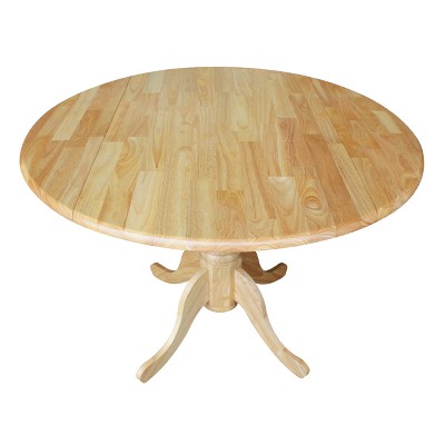 Natural Wood Round Dual Drop Leaf Dining Table