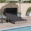 vidaXL Double Patio Sun Lounger with Canopy and Cushions Gray Poly Rattan daybed Outdoor Furniture - 2 of 4
