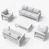 LayinSun 5 Pieces Aluminum Outdoor Patio Furniture Set, Metal Modern Conversation Sofa Set with Coffee Table and Washable Thick Cushions - 2 of 4