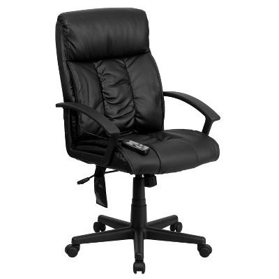 Black leather deals swivel office chair