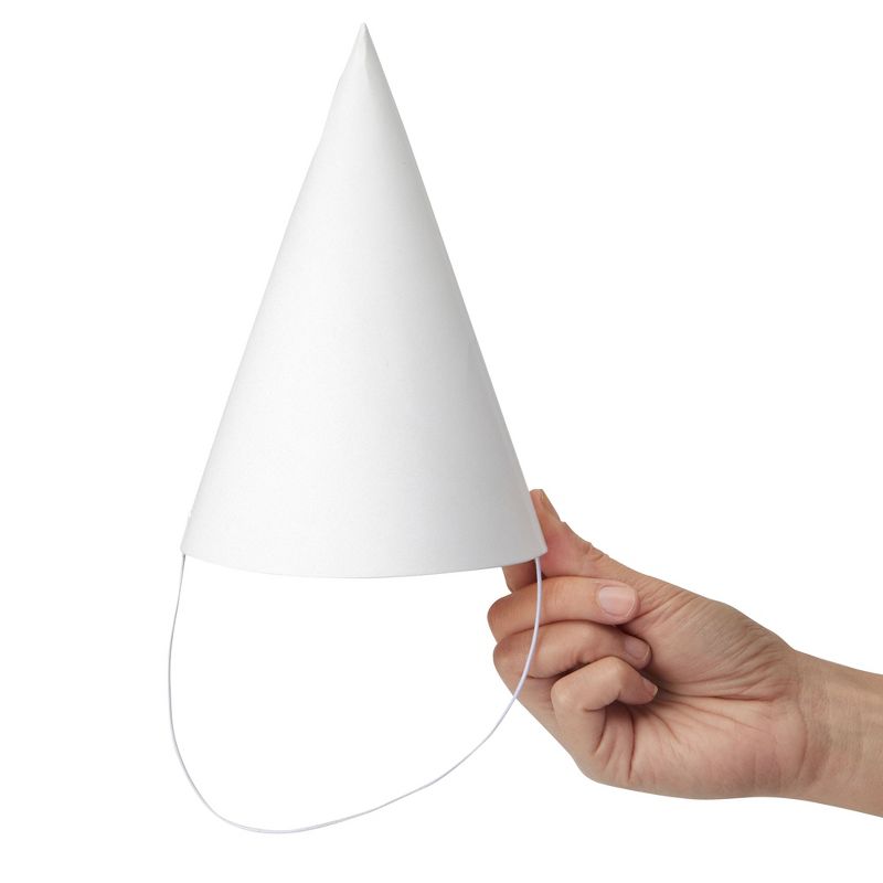 Bright Creations 50 Pack White Party Hats for Birthday Supplies, Blank Cone Hat for Painting, Crafts, 6 In, 4 of 9