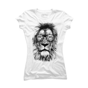 Junior's Design By Humans The Coolest Lion Of The Library By Mitxeldotcom T-Shirt - 1 of 3