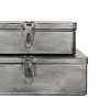 Set of 2 Hinged Lid Storage Boxes Antique Silver Metal by Foreside Home & Garden - 4 of 4