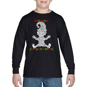 LA Pop Art Christmas Elf - Boy's Word Art Long Sleeve T-Shirt - 1 of 4