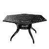 7pc Patio Dining Set with 63" Modern Ornate Outdoor Mesh Aluminum Large Hexagon Table & Modern Chairs - Black - Oakland Living: UV-Resistant - 4 of 4