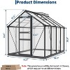 Garvee 6 x 8 FT Greenhouse, Greenhouse with Aluminum Frame, Lockable Door and Ajustable Roof Vent  for Outside Garden Backyard, Patio, Black - 2 of 4