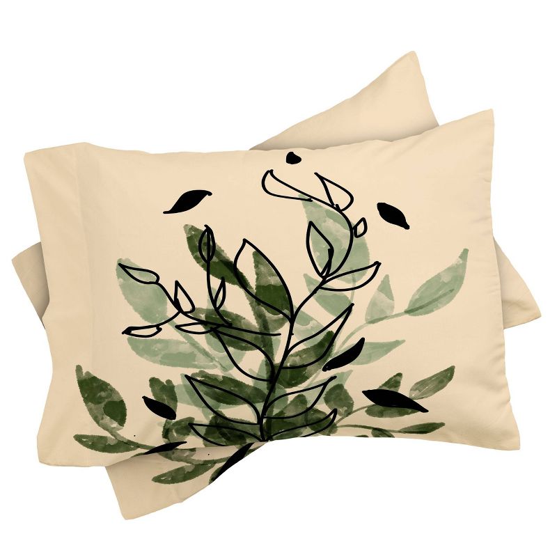 Aleeya Jones Green and Black Leaves Comforter Set - Deny Designs, 4 of 6