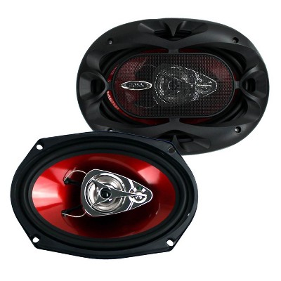 Boss Audio Systems CH6930 Chaos Exxtreme 6x9" 400 Watts 3-Way Full Range Car Audio Red Stereo Speakers with Piezo Tweeter and Poly Injected Cone, Pair