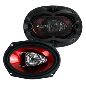 Boss Audio Systems CH6930 Chaos Exxtreme 6x9" 400 Watts 3-Way Full Range Car Audio Red Stereo Speakers with Piezo Tweeter and Poly Injected Cone, Pair - 1 of 4