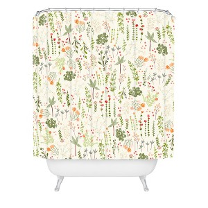 Floral Goodness IV Shower Curtain Green - Deny Designs: Botanical Pattern, Microfiber, Easy Care - 1 of 4