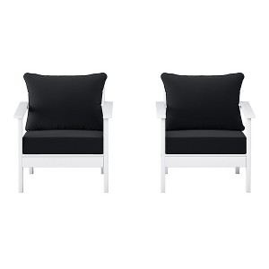 WestinTrends Avalon Outdoor Modern HDPE Patio Club Chairs with Deep Seat Cushions (Set of 2) - 1 of 4