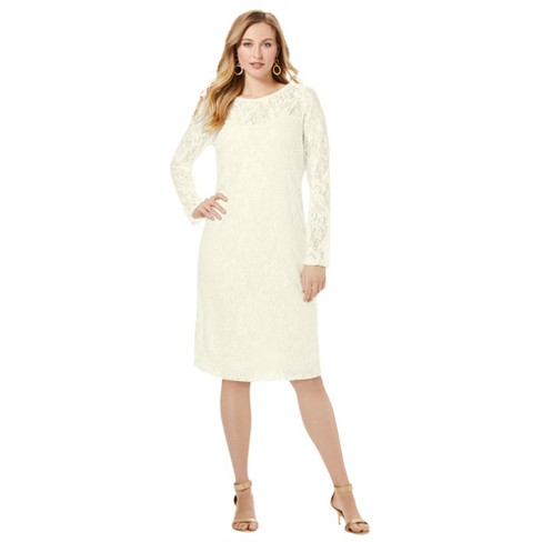 Jessica London Women's Plus Size Lace Shift Dress, 38 - Ivory : Target