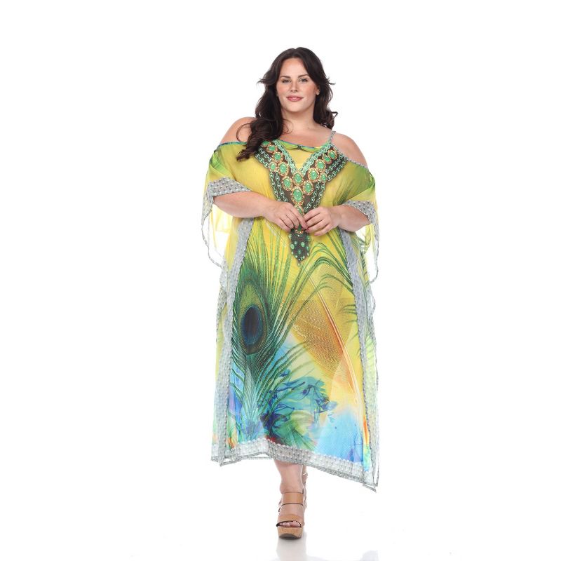 Plus Size Sheer Caftan Maxi Dress - One Size Fits Most Plus - White Mark, 1 of 6