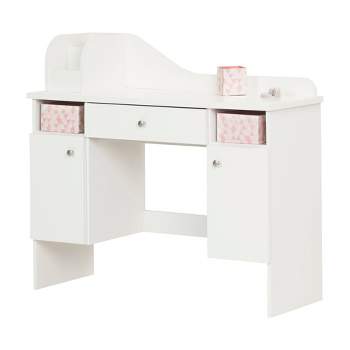 Vito Kids' Makeup Desk with Drawer Pure White/Pink - South Shore