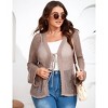Women's Plus Size Knit Open Front Cardigan Hollow Out Summer Cardigan - 4 of 4