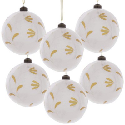 Maggift Decorative Objects Christmas Ball Ornaments Glass Decorative Hanging Ball Christmas Tree Ornaments Set of 6, White, 3.9"*3.9"*3.9"