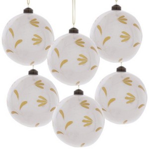 Syemin Decorative Objects Christmas Ball Ornaments Glass Decorative Hanging Ball Christmas Tree Ornaments Set of 6, White, 3.9"*3.9"*3.9" - 1 of 4