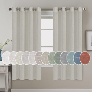 Living Room Linen Curtains Nickel Grommet Energy Saving Light Filtering Semi Sheer Curtain - 1 of 4