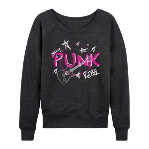 Women's - Instant Message - Punk Guitare Lightweight French Terry Wide Neck Long Sleeve Shirt - 1 of 4