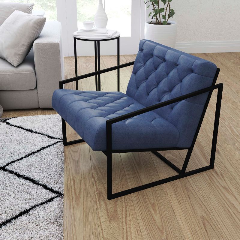 Merrick Lane Modern Lounge Chair With Tufted Seating And Metal Frame, 4 of 12