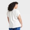 Women's Short Sleeve Henley Neck Blouse - Ava & Viv™ - 2 of 3