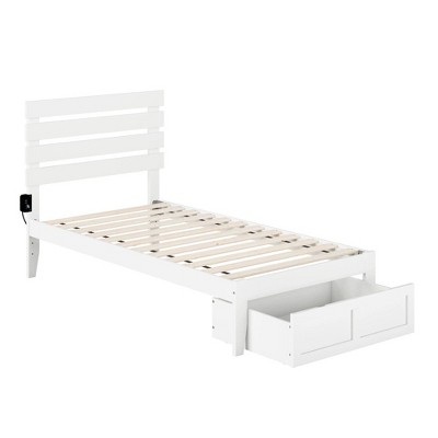 Twin Oxford Bed with Foot Drawer and USB Turbo Charger White - Atlantic Furniture