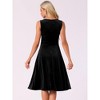 Allegra K Women's Sleeveless Velvet Elegant V Neck A Line Flowy Cocktail Party Midi Dress - 3 of 4
