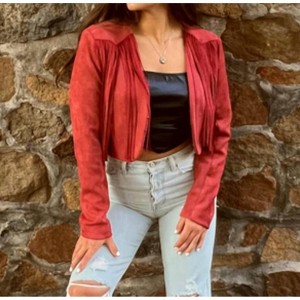 Women's Faux Suede Fringe Cropped Jacket - Fate - 1 of 3