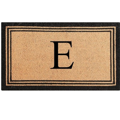 A1HC Natural Coir and PVC Backing Classic Border Monogrammed Door Mat, Anti-Shed Entry Doormat