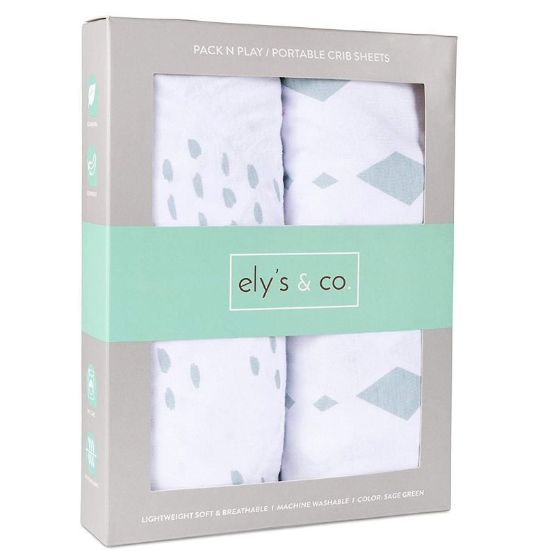 Ely's & Co. Baby Fitted Pack n Play - Mini Crib Sheet   100% Combed Jersey Cotton  2 Packs Gender Neutral, 5 of 6
